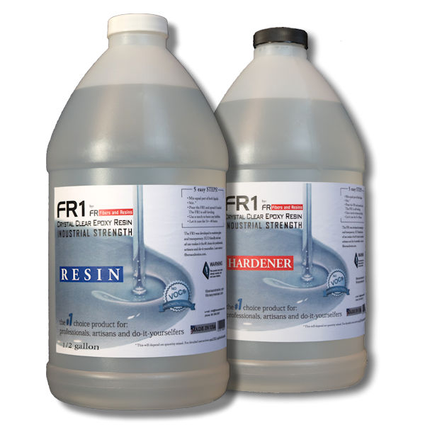 FR1 Crystal Clear Epoxy Resin to use on river tables, bar counter tops and table tops - 1 gallon kit - by FIBERS & RESINS